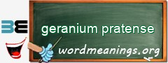 WordMeaning blackboard for geranium pratense